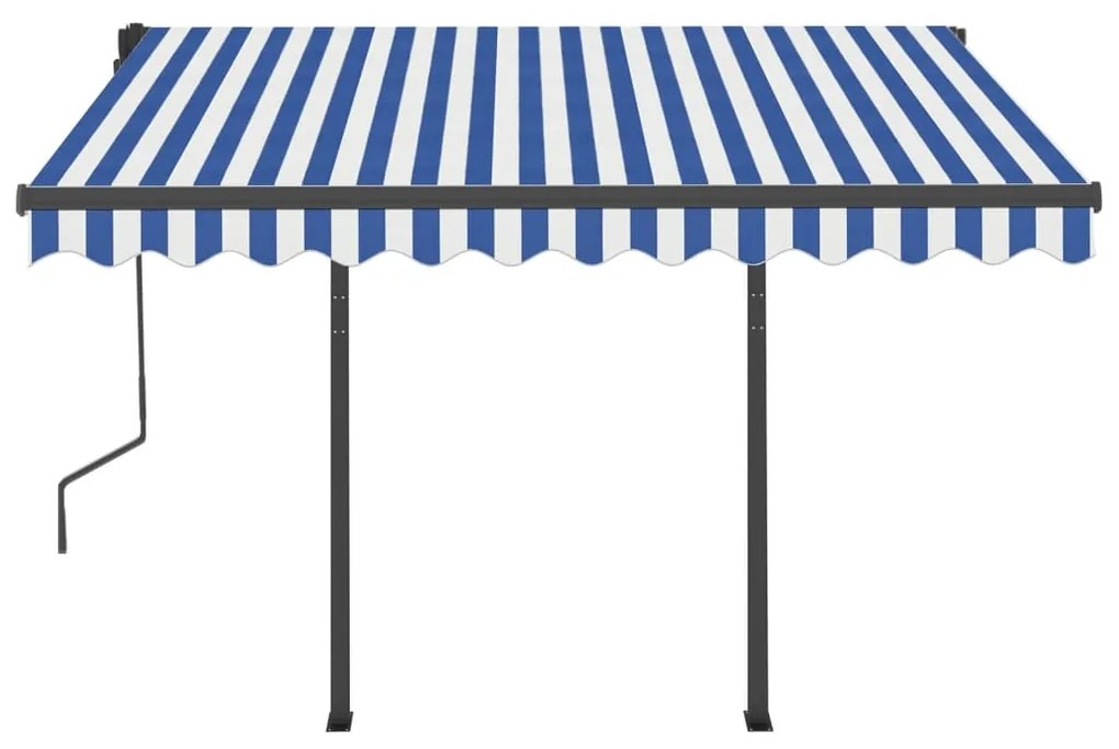 Toldo automático LED e sensor de vento 3,5x2,5 m azul e branco