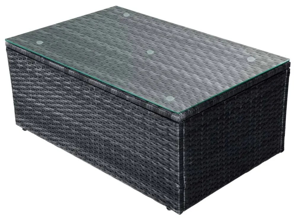 4 pcs conjunto lounge de jardim c/ almofadões vime PE preto