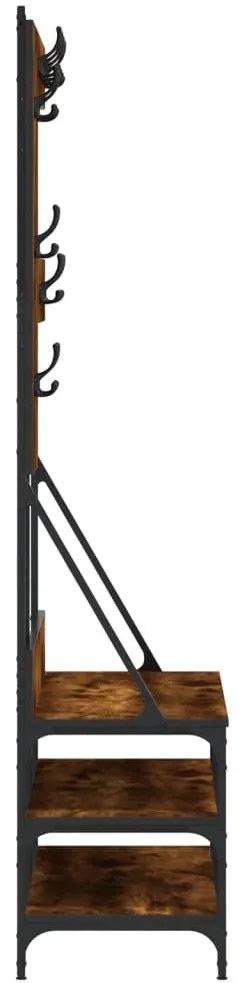 Bengaleiro c/ arrumação de calçado 100x40x184cm carvalho fumado