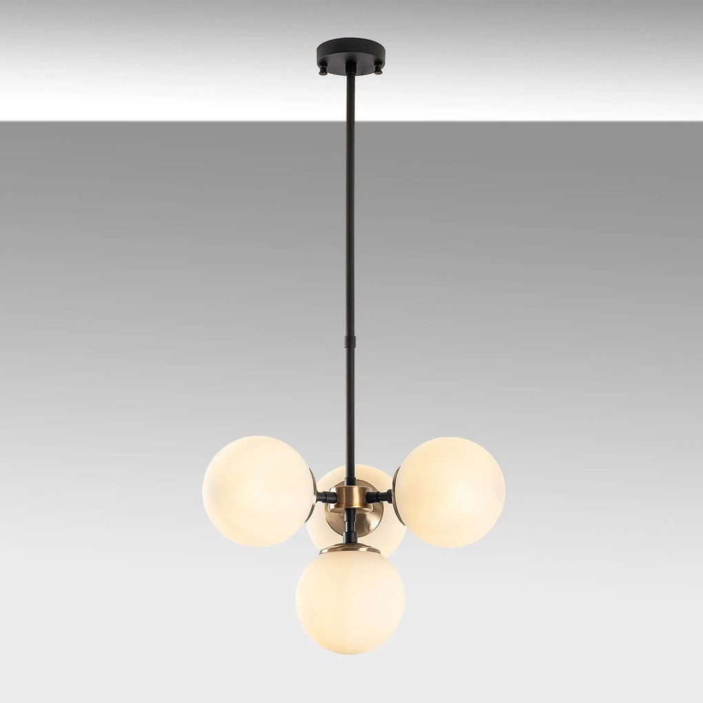 Chandelier Akkas – Preto Antique Creme – 43 x 43 x 47-89 cm