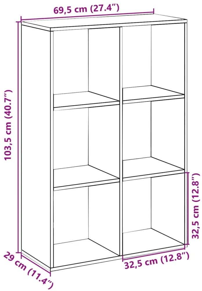 Estante divisória 69,5x29x103,5 cm deriv. madeira cinza sonoma