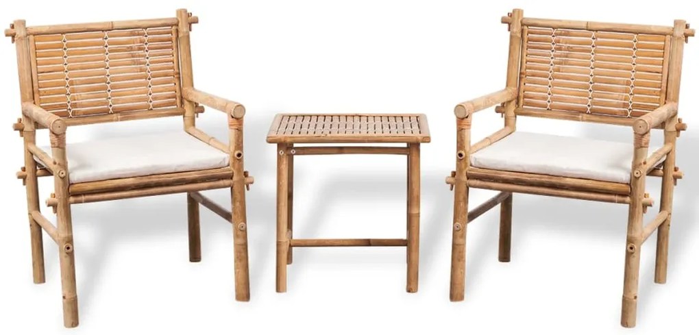 3 pcs conjunto bistrô com almofadões em bambu