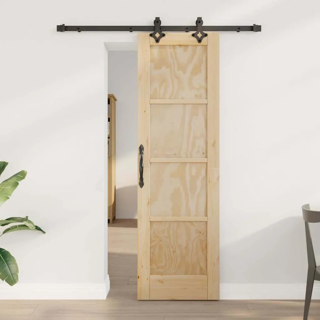 Porta Deslizante com Conjunto de Hardware "ORKDAL" de Madeira Maciça d