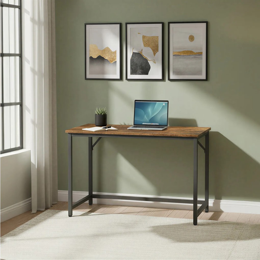 Secretaria para escritório em casa 100 x 50 x 75,5 cm, mesa de computador estável, fácil de montar Castanho-preto vintage