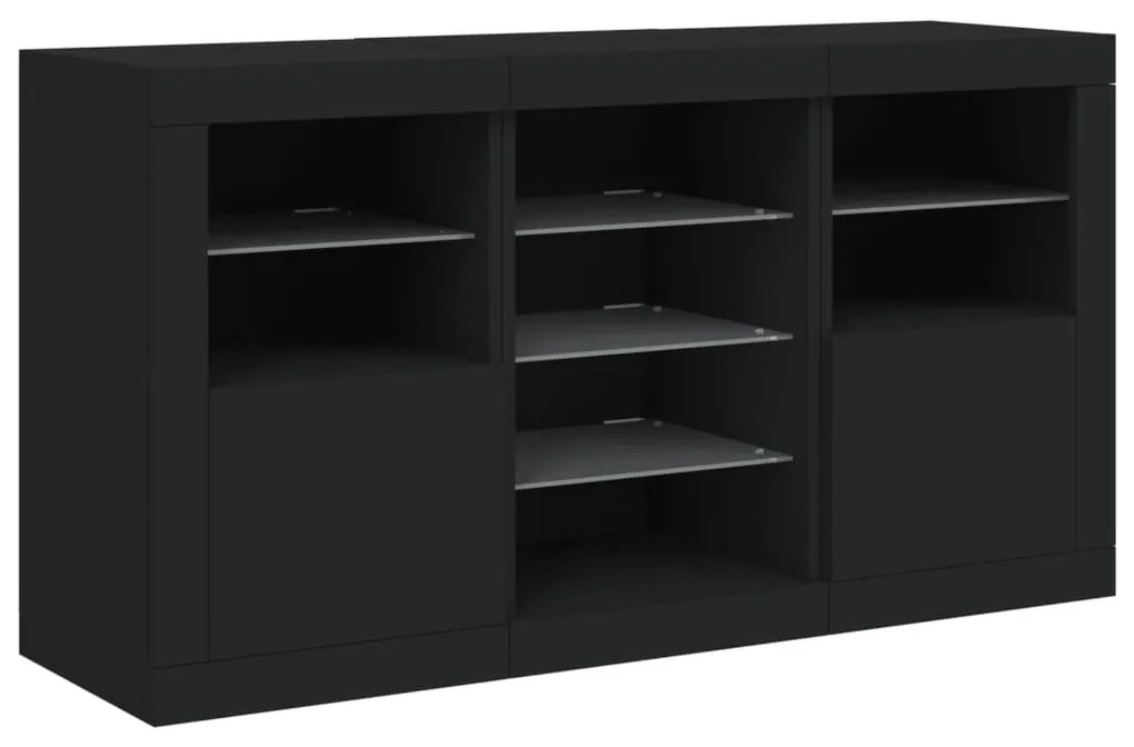 Aparador com luzes LED 123x37x67 cm preto