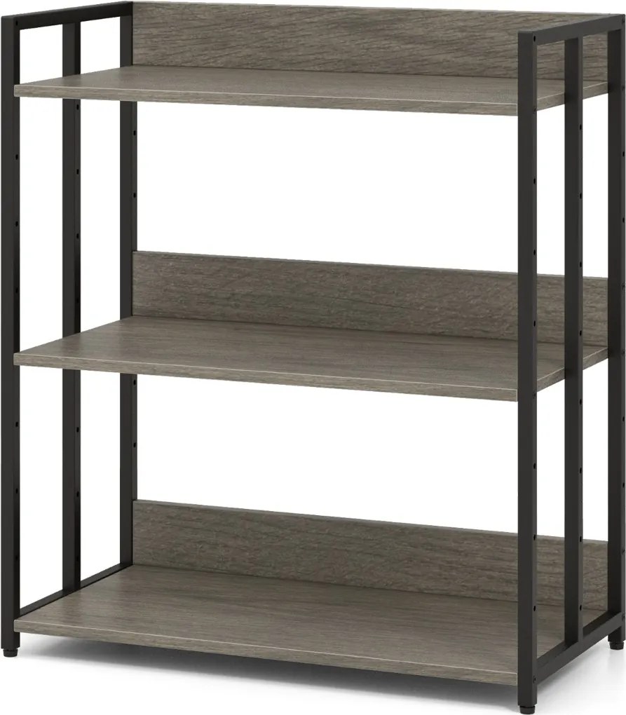 Estante de 3 prateleiras ajustáveis e estrutura metálica para cozinha, sala 70 x 35 x 81 cm Cinzenta