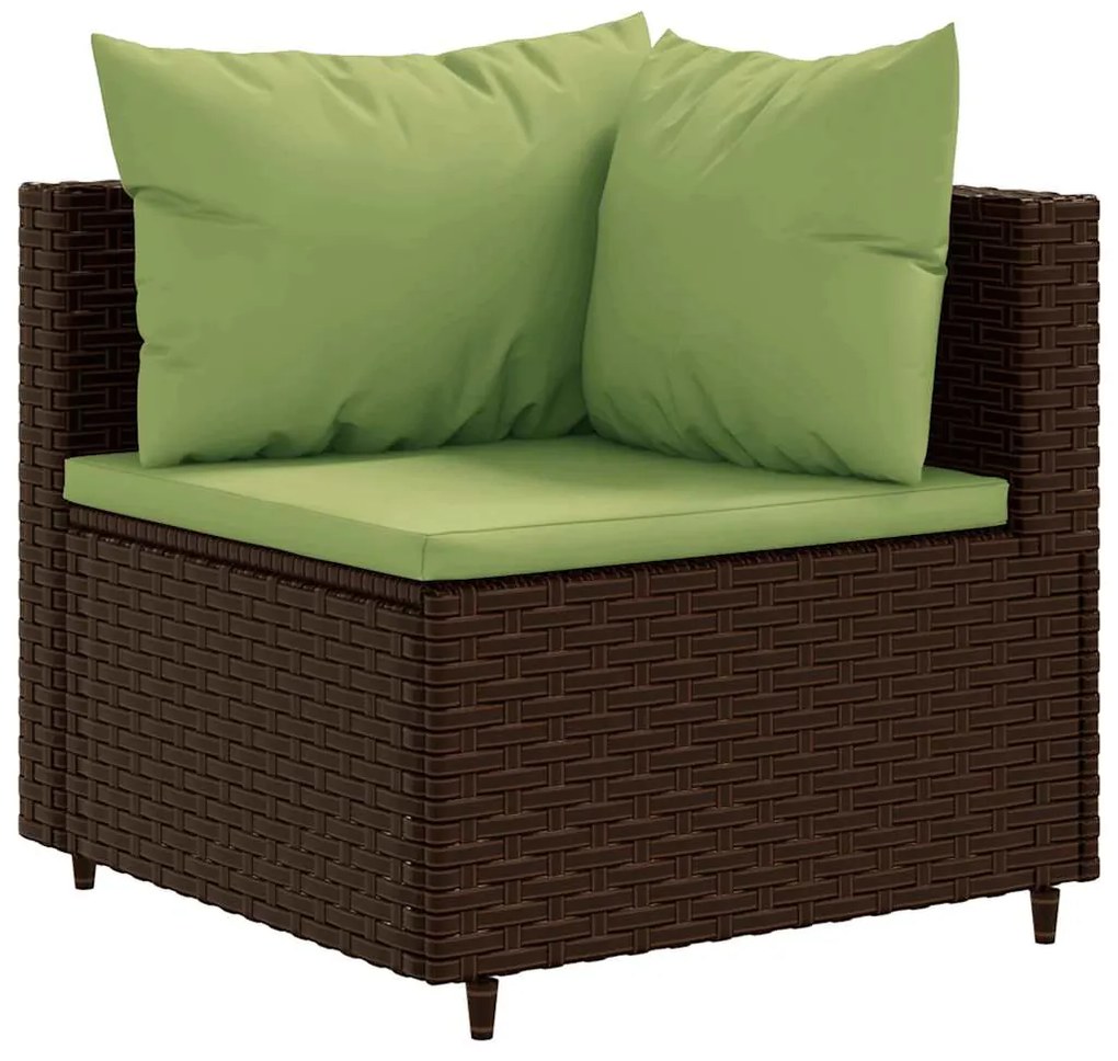 6 pcs conj. lounge jardim c/ almofadões 6 pcs vime PE castanho