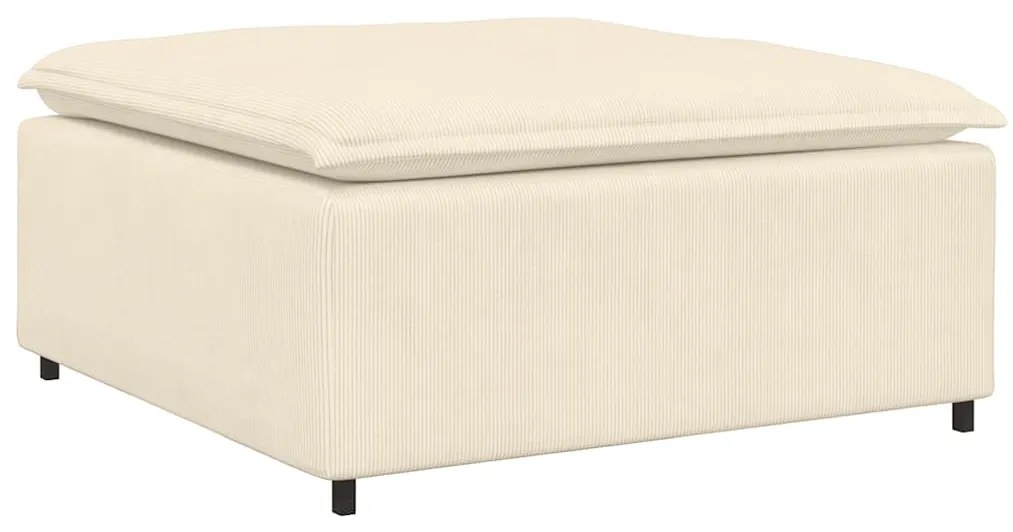 Sofá modular com pufes e almofadas tecido corduroy creme