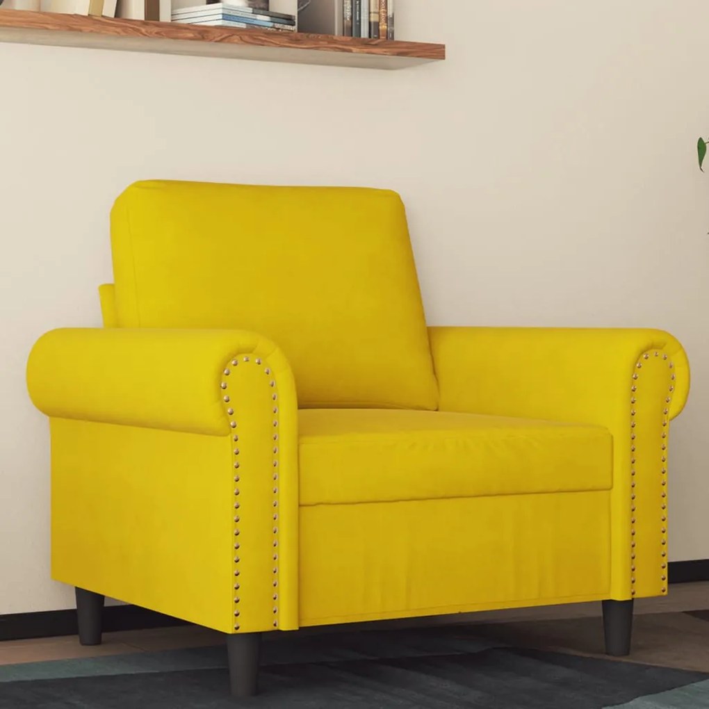 vidaXL Poltrona 60 cm veludo amarelo