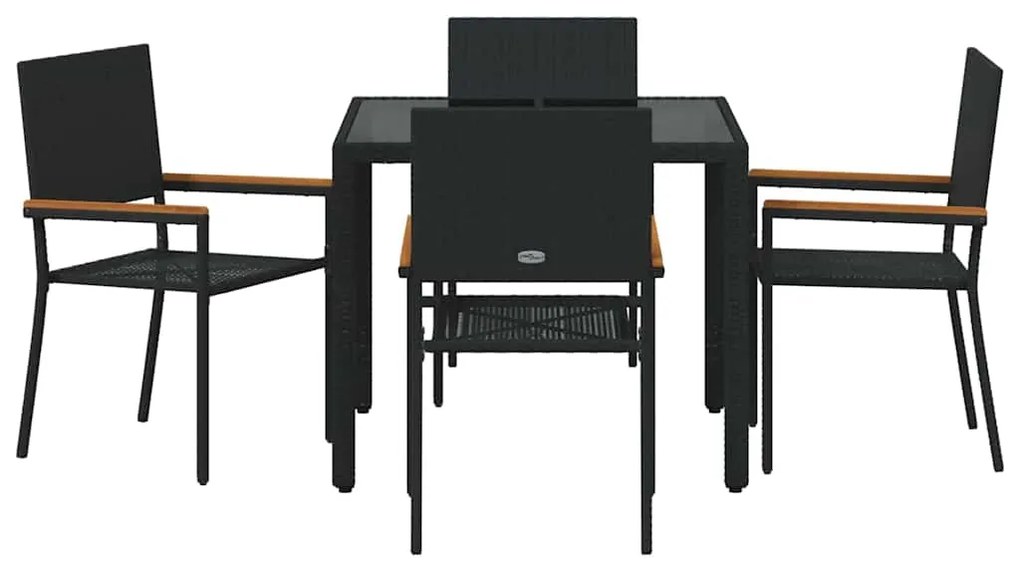 Conjunto de Jantar de Jardim vidaXL de 5 Peças Preto Rattan Polimérico