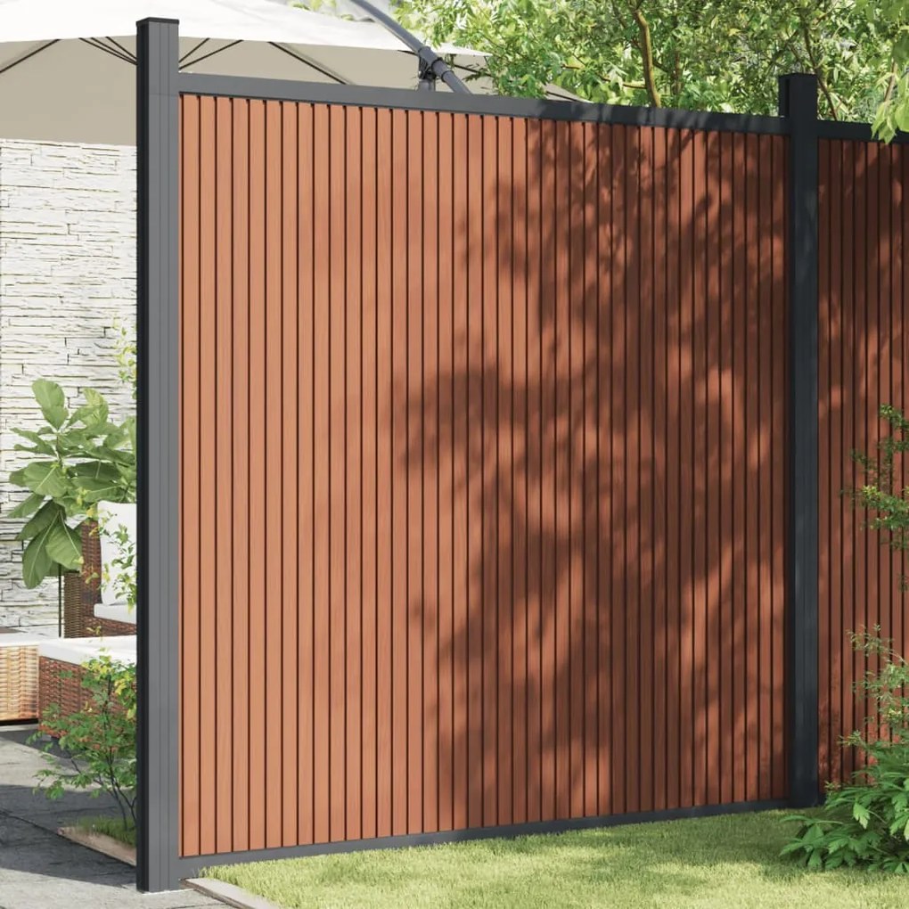 vidaXL Painel de vedação WPC 180x186 cm castanho