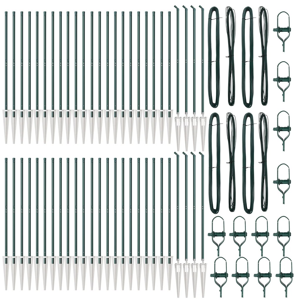 Posts de Cerca vidaXL com Ponta 52 pcs Ø32 mm 180 cm Aço Galvanizado