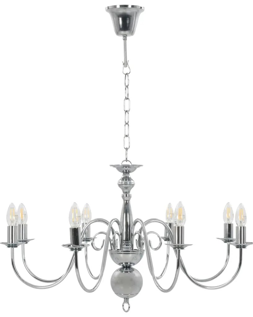 Lustre de 8 lâmpadas E14 prateado