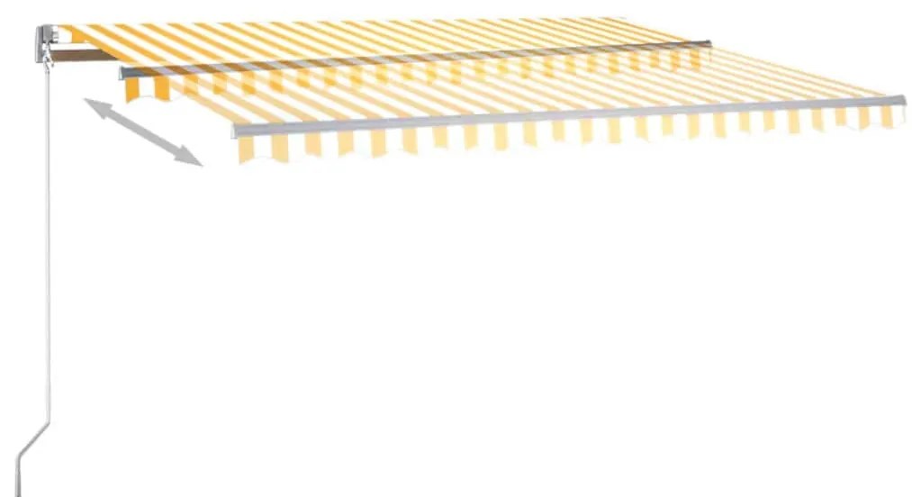 Toldo automático LED e sensor de vento 400x350cm amarelo/branco
