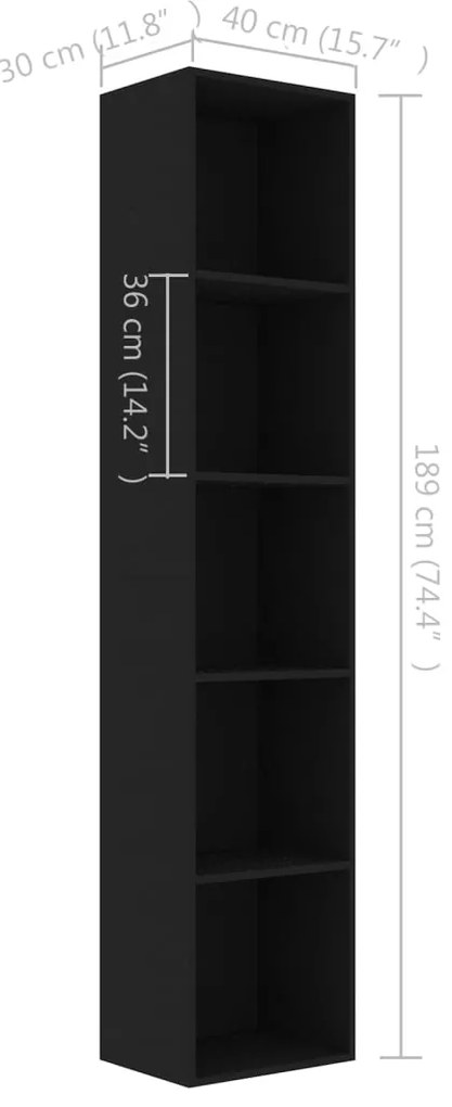 Estante 40x30x189 cm derivados de madeira preto