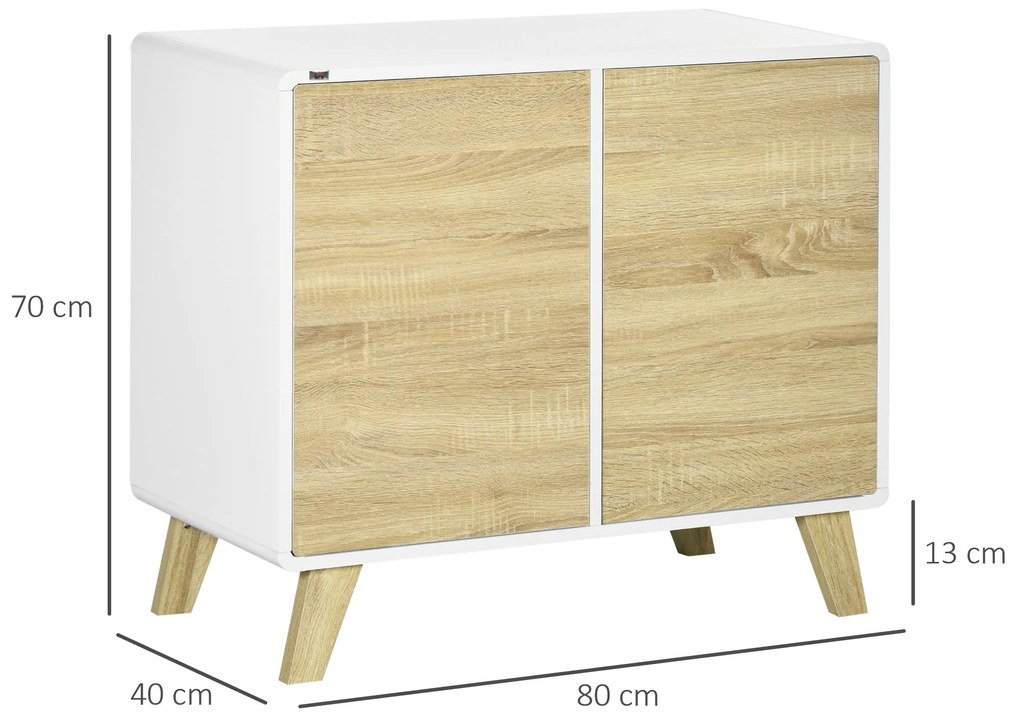 Aparador de Sala de Estar Moderno Buffet de Sala de Jantar com Portas de Abertura a Pressão e Prateleiras Ajustáveis para Dormitório 80x40x70cm Branco