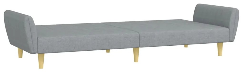 Sofá-cama de 2 lugares c/ apoio de pés tecido cinzento-claro