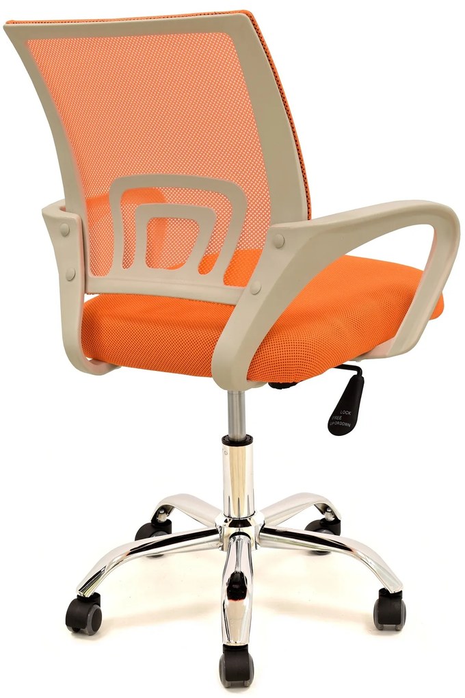 Cadeira de escritório FISS NEW, branco, rede e tecido laranja