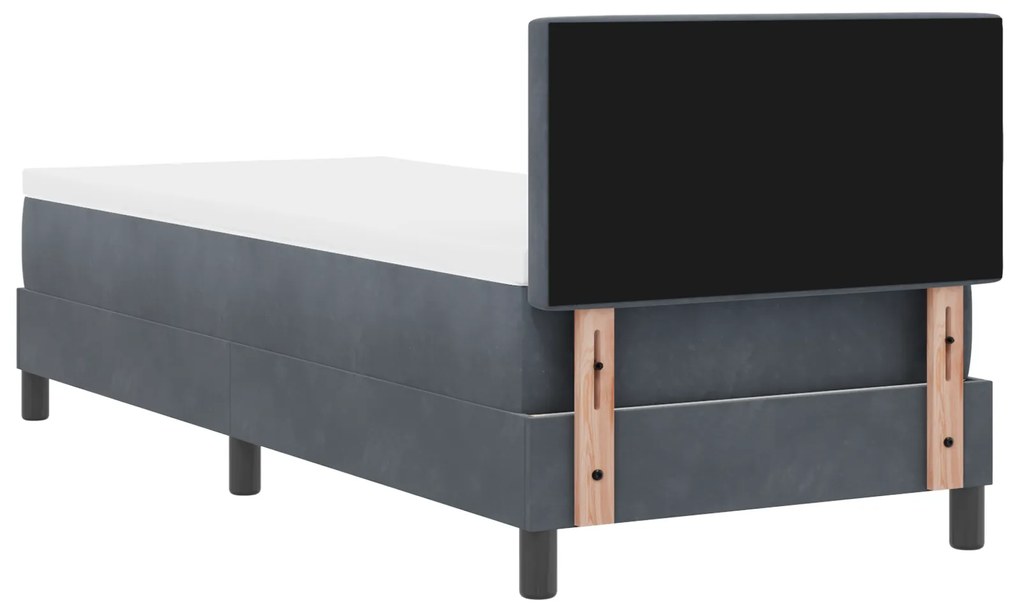 Cama Box Spring com Colchão Cinza Escuro 80x200 cm Veludo
