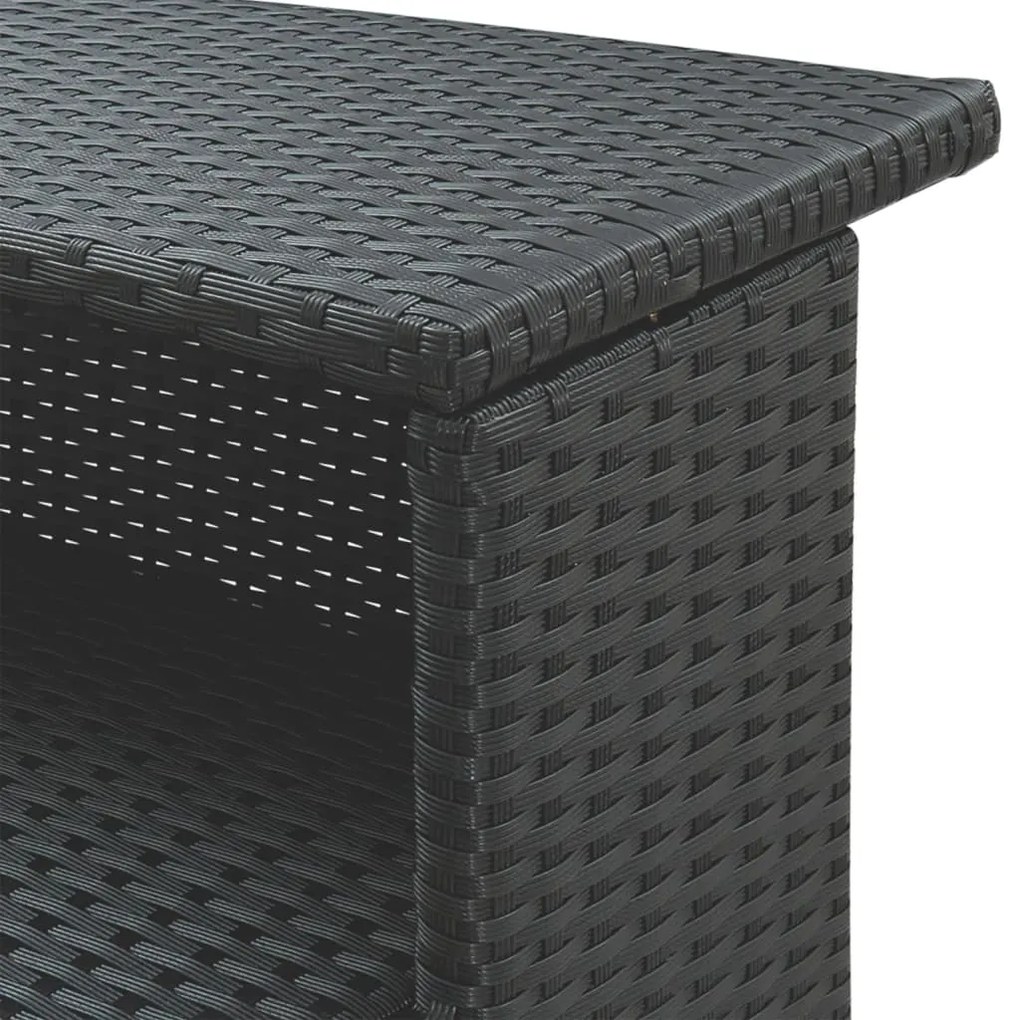 3 pcs conjunto de bar para jardim c/ almofadões vime PE preto