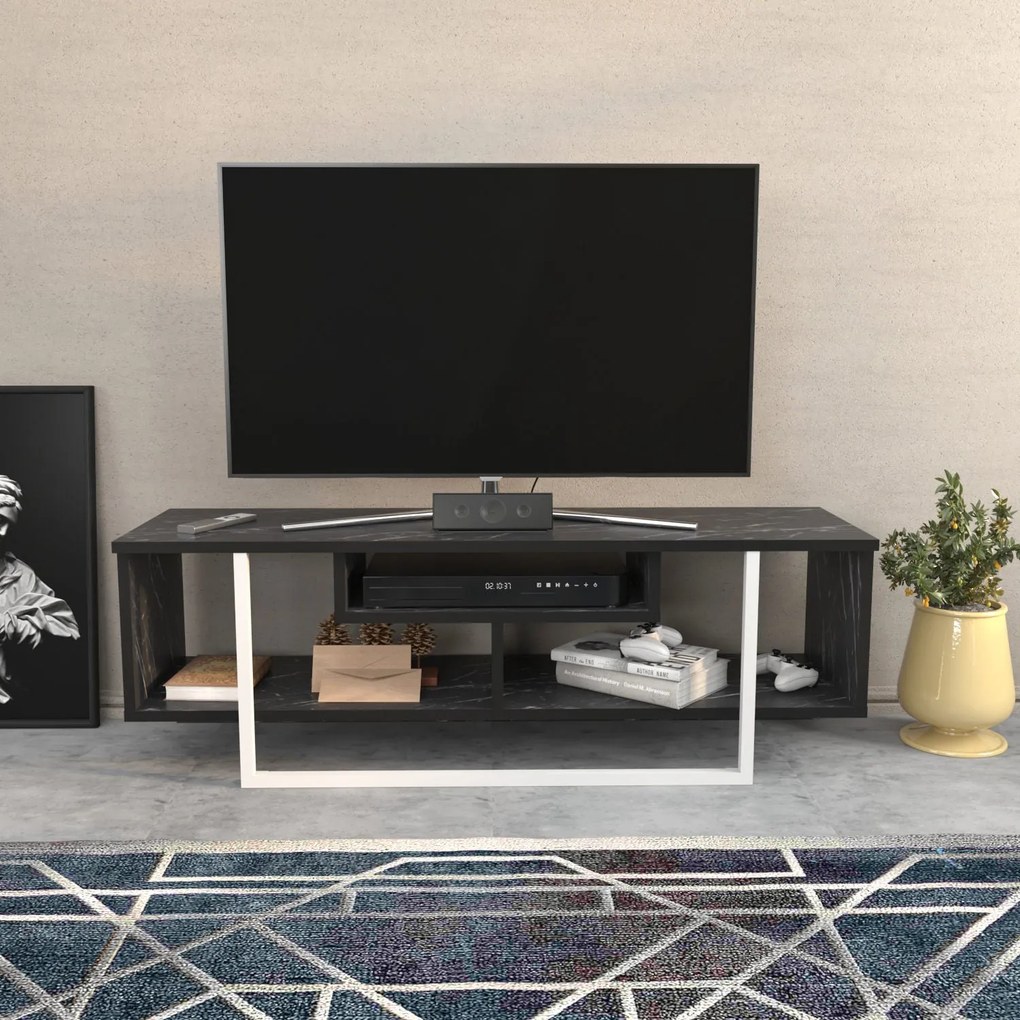 TV Stand Asal – Preto/Branco – 120 cm x 35,2 cm x 40,2 cm