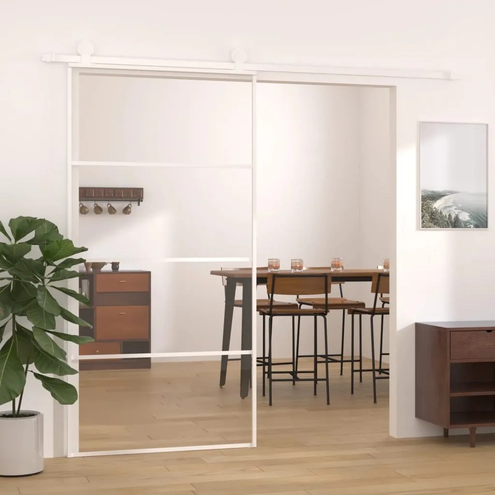 151664 vidaXL Porta deslizante em vidro ESG e alumínio 102,5x205 cm branco
