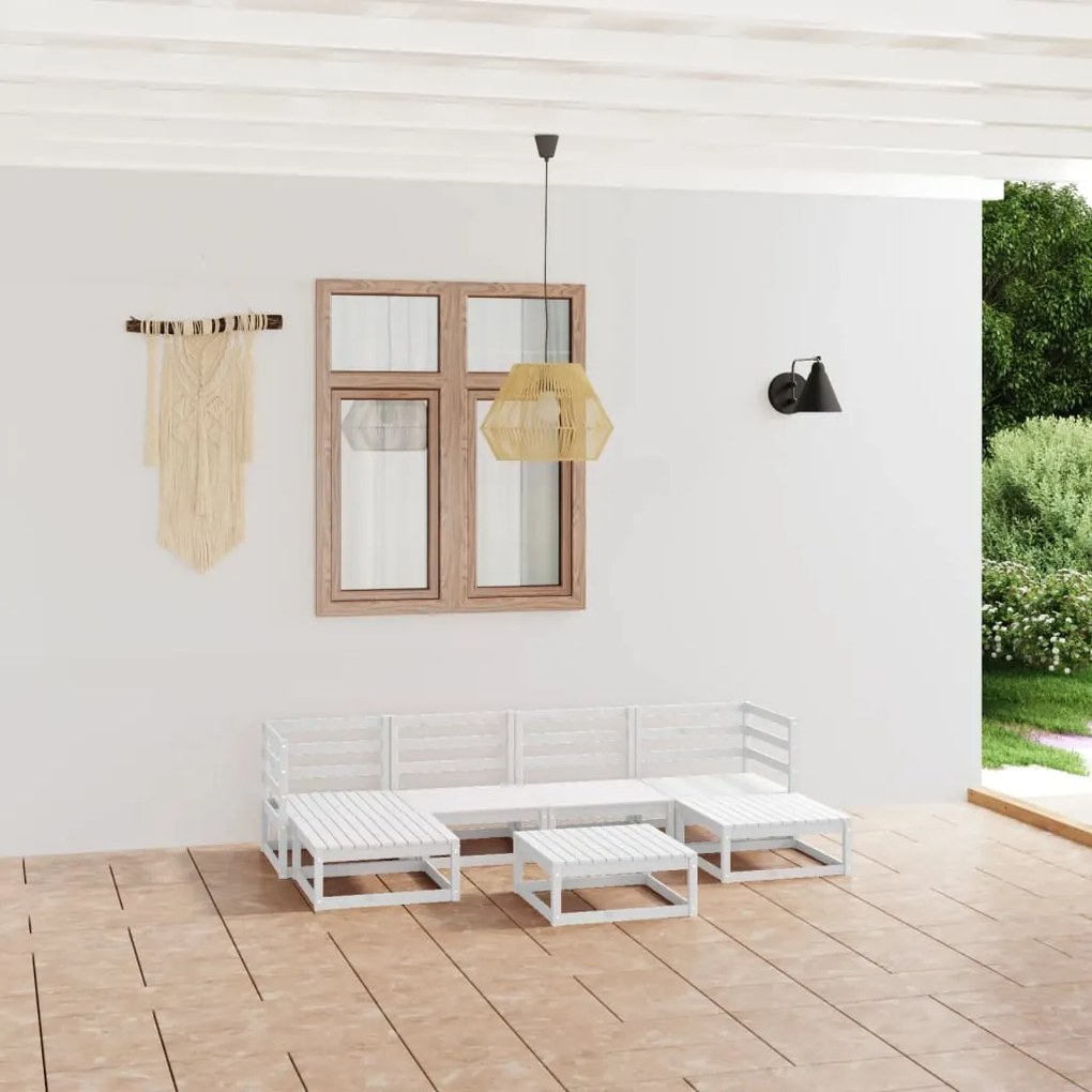 vidaXL 7 pcs conjunto lounge de jardim pinho maciço