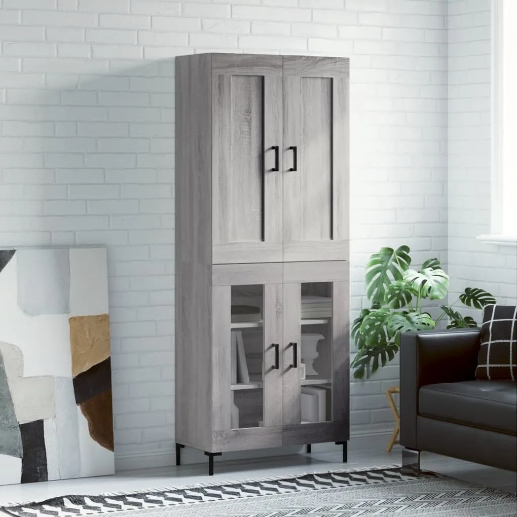 vidaXL Armário alto 69,5x34x180 cm derivados de madeira sonoma cinza
