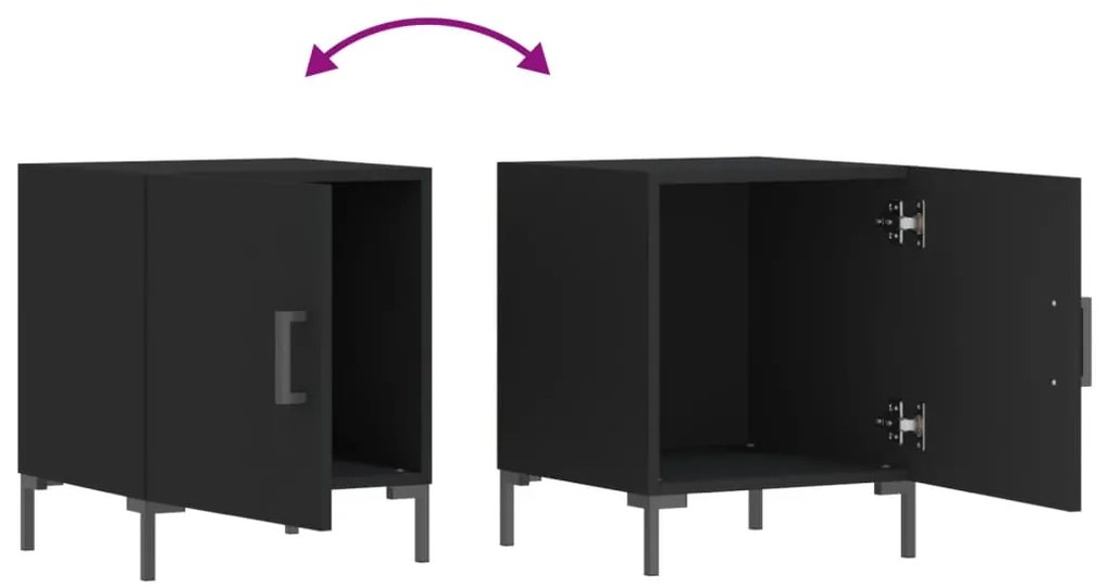 Mesa de cabeceira 2 pcs 40x40x50 cm derivados de madeira preto