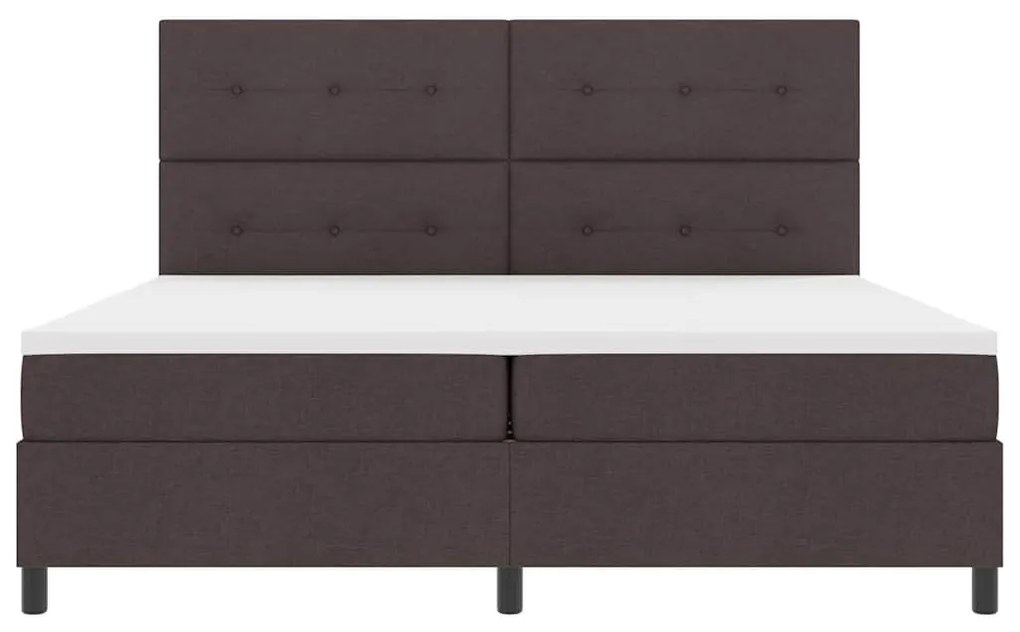 Cama Box Spring com Colchão Marrom Escuro 200x200 cm Tecido