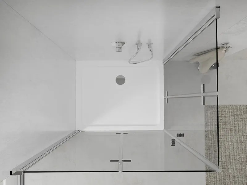 Mexen Lima Duo cabine de duche dobrável 80 x 70 cm, transparente, cromado + base de duche Flat - 856-080-070-01-02-4010