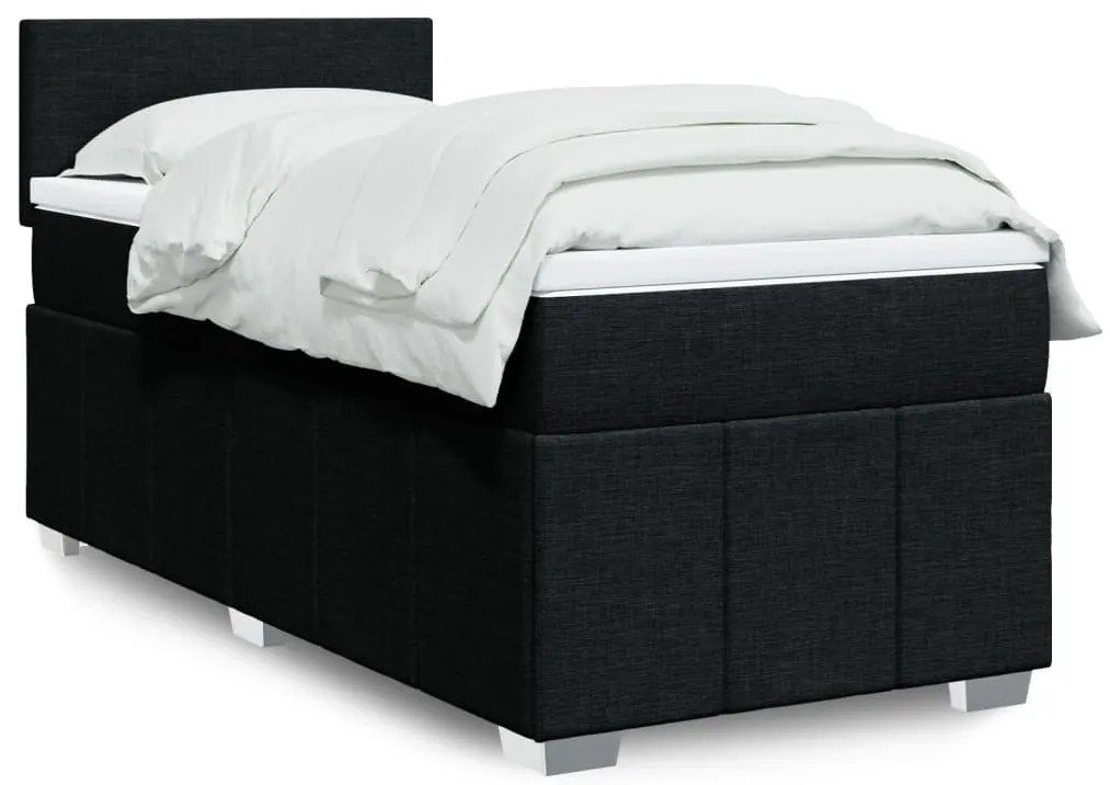 Cama com molas/colchão 80x200 cm tecido preto