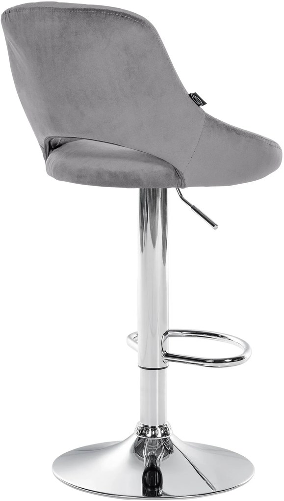 Banco alto Milet em veludo com estrutura cromada 85-106 x 47 x 48 cm Cinzento