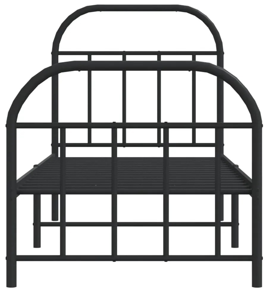 Estrutura de cama com cabeceira e pés 75x190 cm metal preto