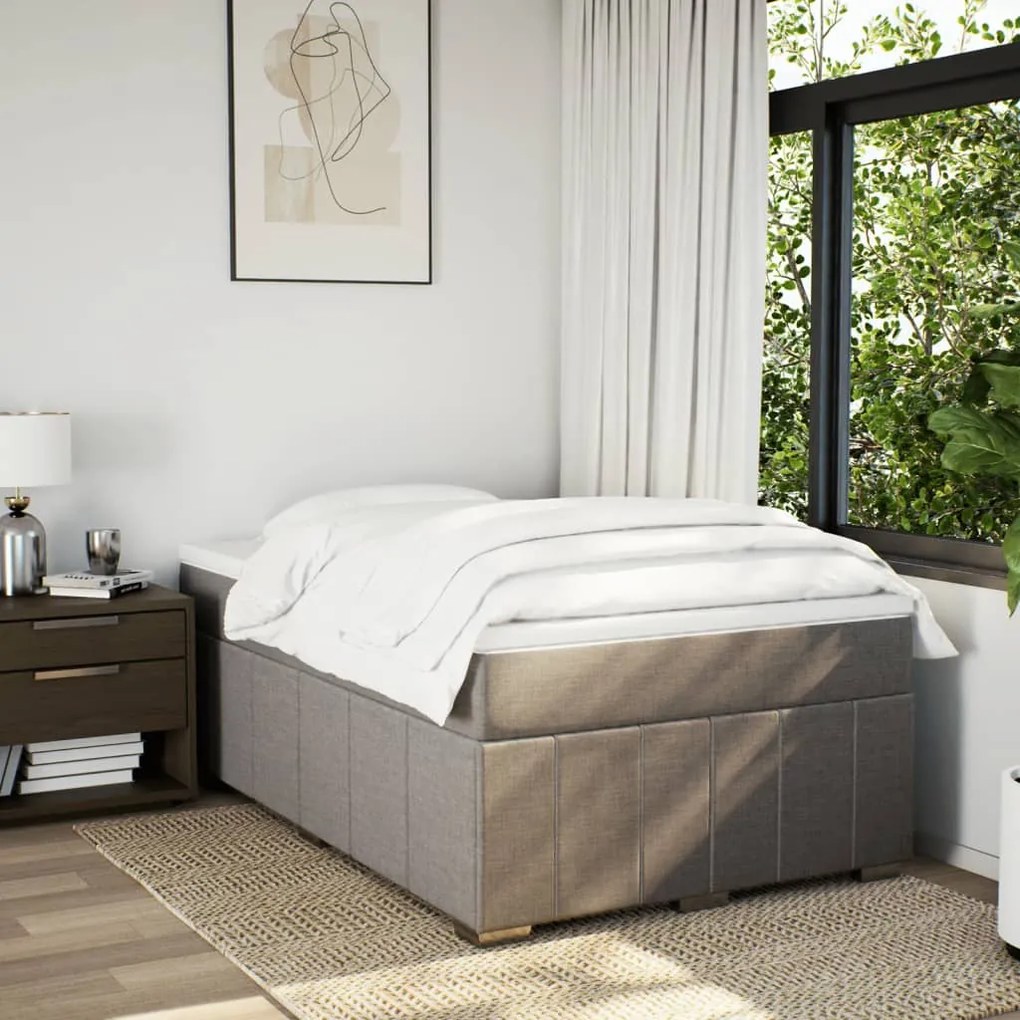 Cama com molas/colchão 120x200 cm tecido castanho-acinzentado