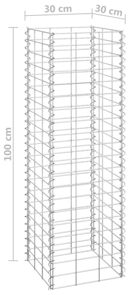 Canteiro/gabião elevado 3 pcs 30x30x100 cm ferro