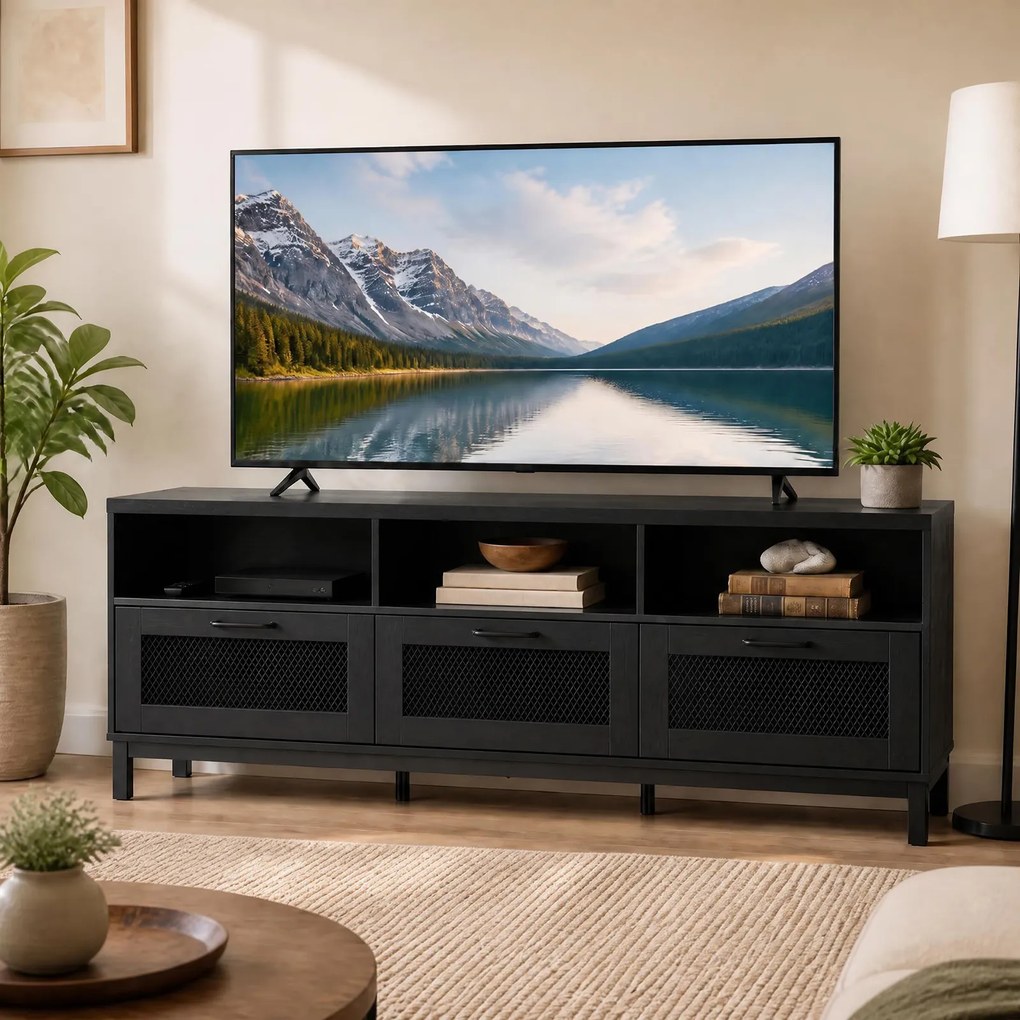 Móvel de TV, 160 x 40 x 60 cm, Para Televisores até 75 Polegadas, Preto