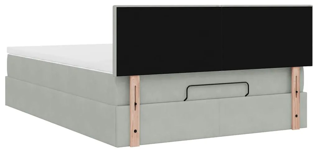 Estrutura de cama otomana com colchão 140x200 cm cinzento claro