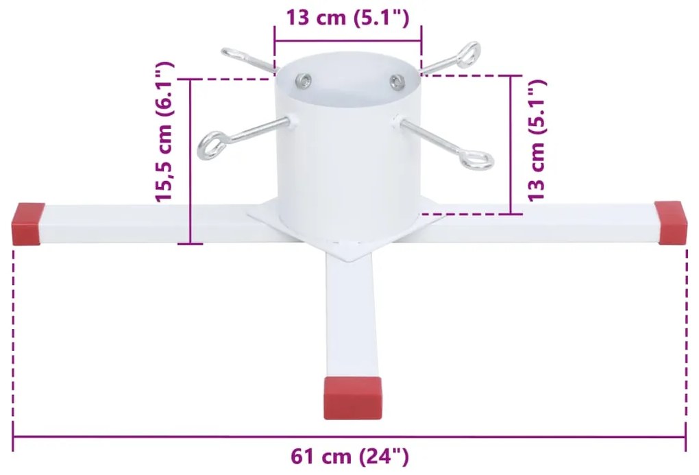 Suporte para árvore de Natal 61x61x15,5 cm branco