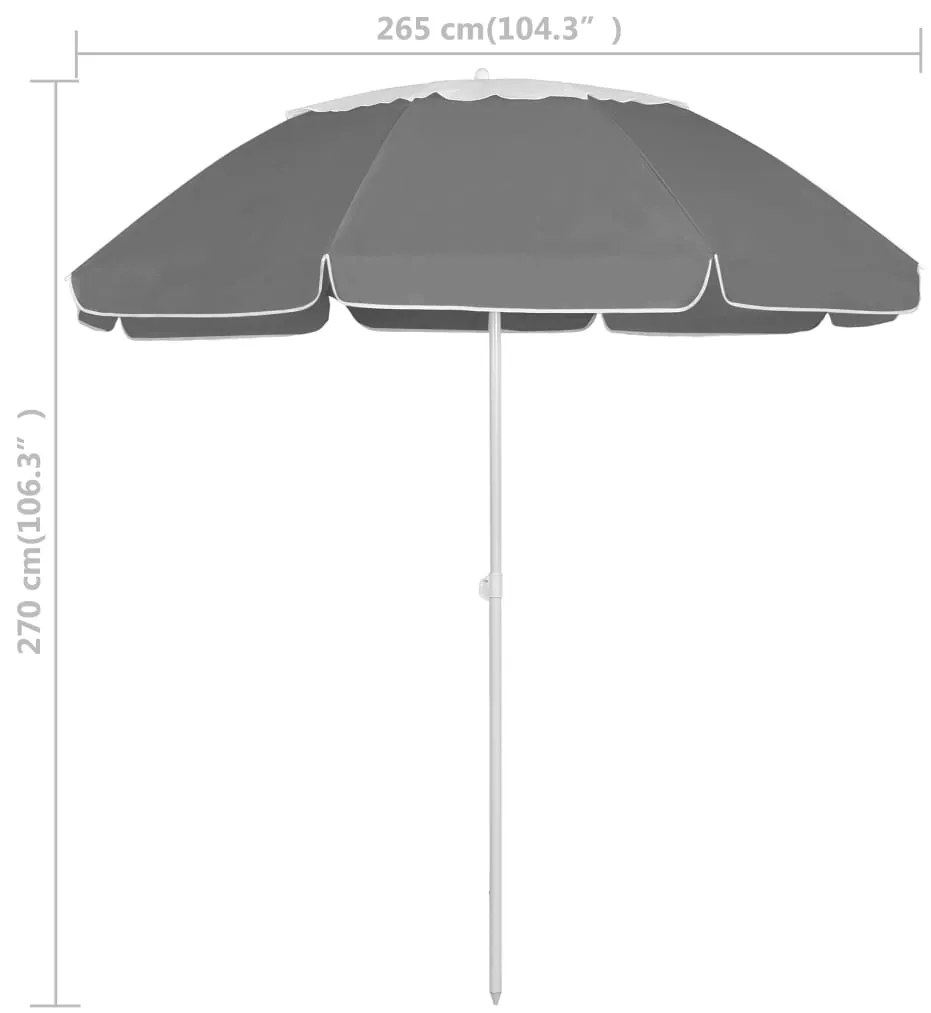 Guarda-sol de praia 300 cm antracite