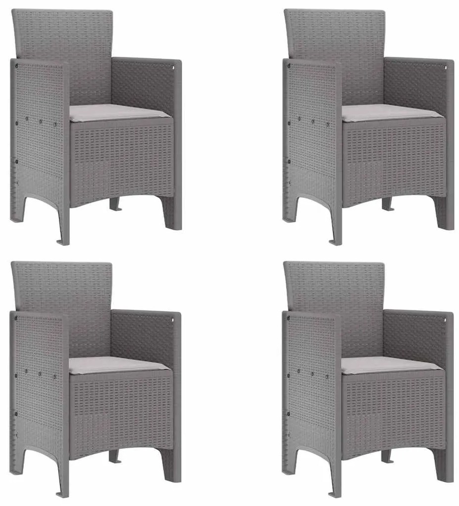 Cadeiras de Jardim com Almofadas 4 pcs Cinzento-claro