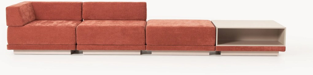 Sofá modular Colin (4 lugares) com mesa de centro e pufe