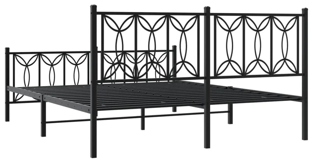 Estrutura de cama com cabeceira e pés 160x200 cm metal preto