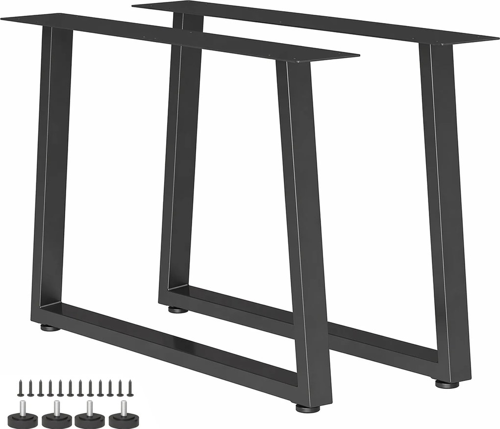 Conjunto de 2 pés Pés de mesa em aço, 60 x 43 cm, (TAMPO NÃO INCLUIDO) com patins ajustáveis e parafusos, preto