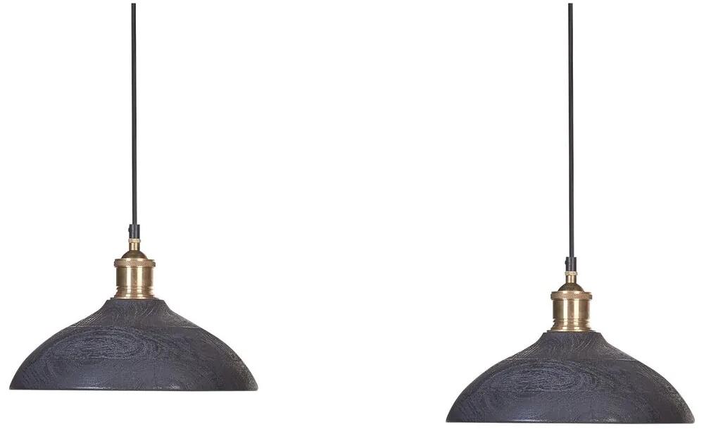 Candeeiro de teto para 2 lâmpadas em madeira preta CHEYYAR Beliani