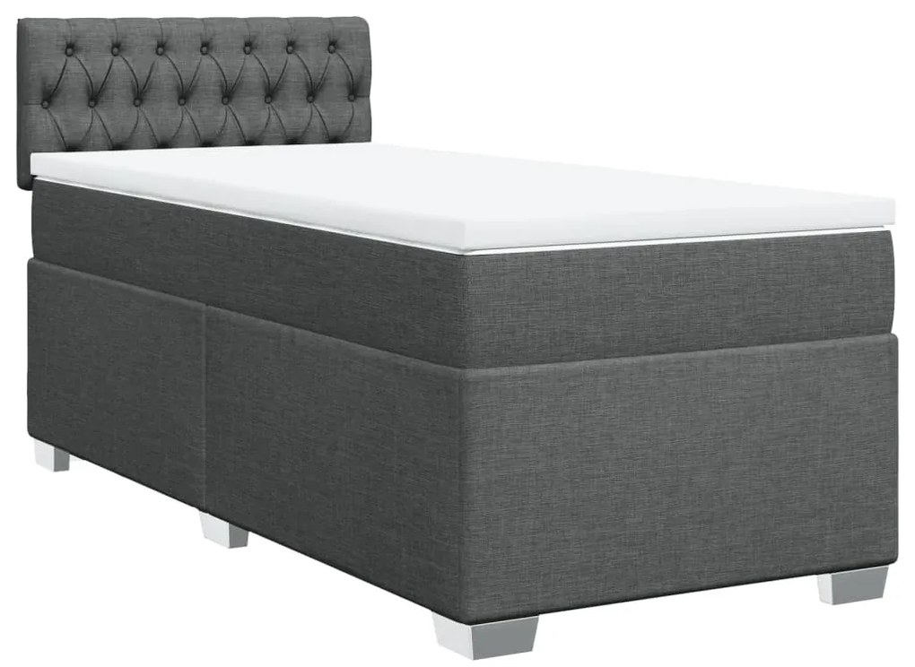 Cama com molas/colchão 100x200 cm tecido cinza-escuro