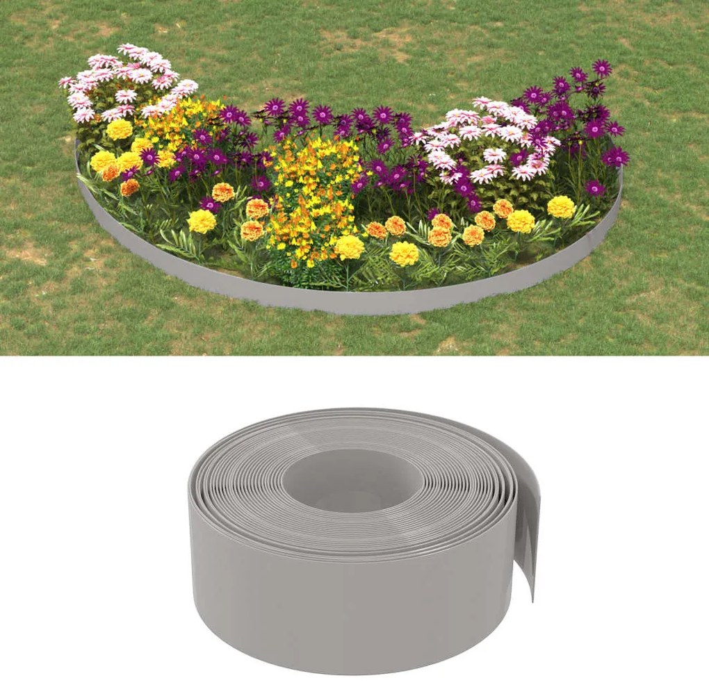 vidaXL Bordas de jardim 2 pcs 10 m 20 cm polietileno cinzento