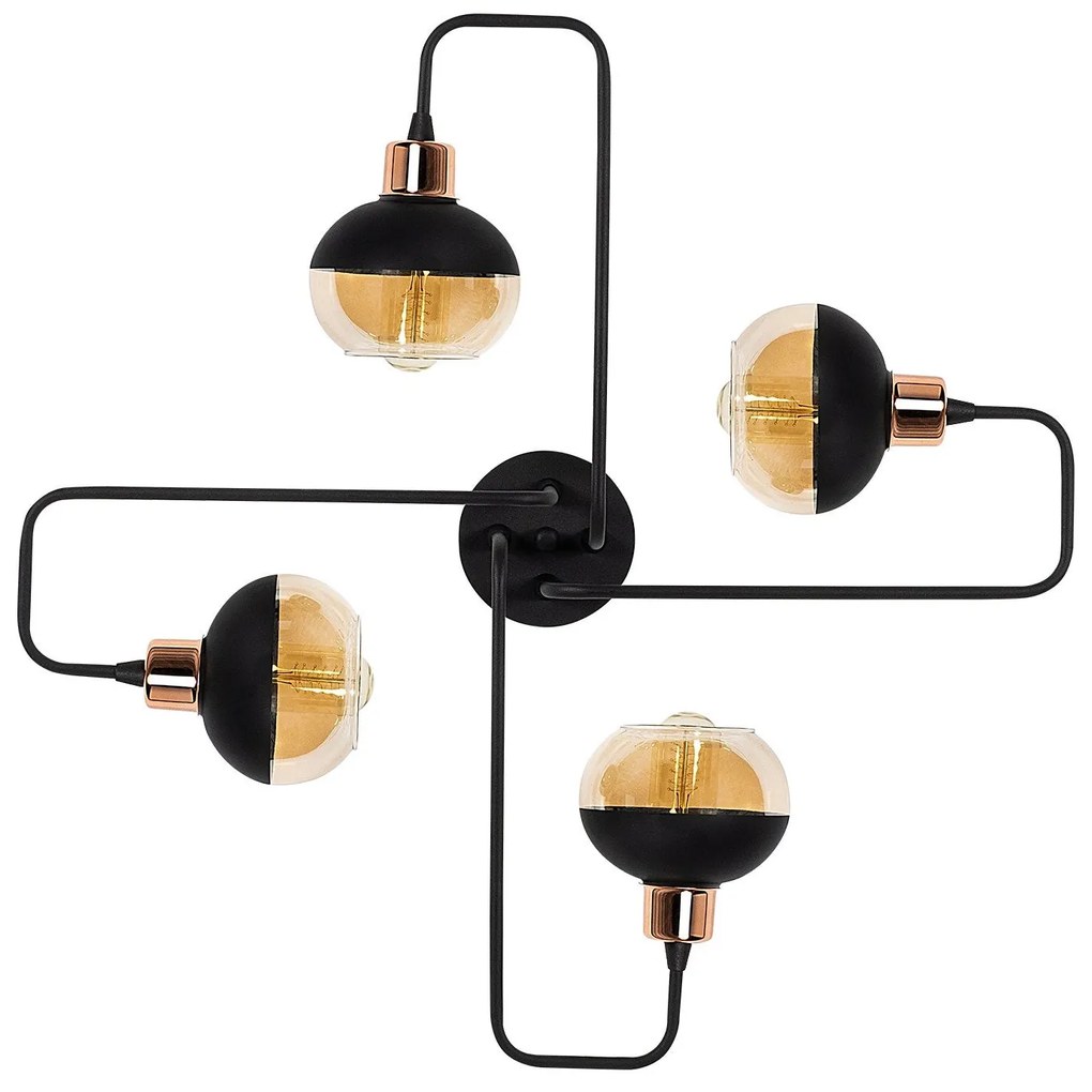 Candeeiro de Teto Ani – Preto e Cobre – Diâmetro 72 cm, Altura 22 cm