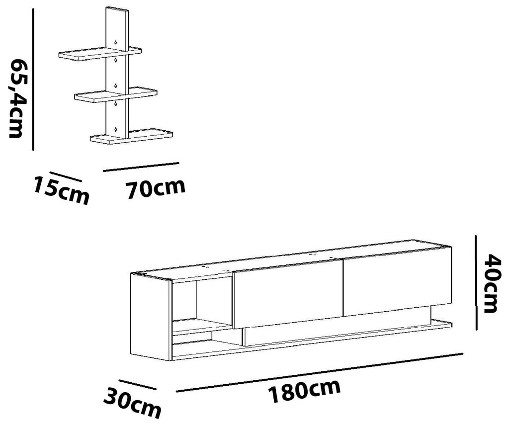 Unidade de TV Liza – Branco e Teca – 180 x 40 x 30 cm