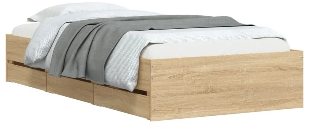 Estrutura de cama c/ gavetas derivados madeira carvalho sonoma